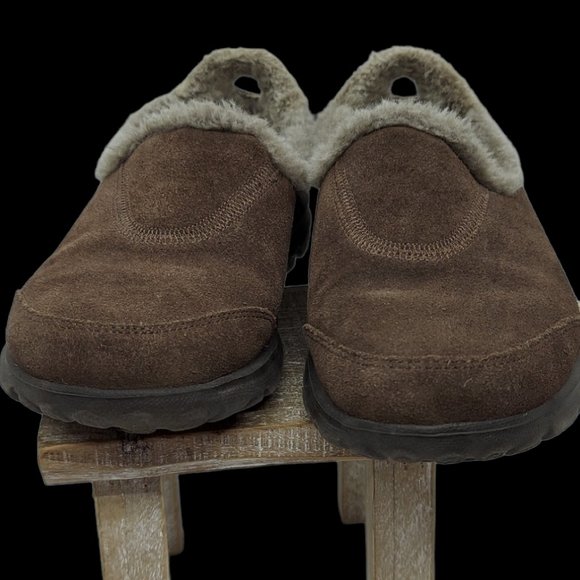 Skechers Memory Form Fit Slip-On Loafer Brown Suede Faux Fur Lined Women's 5.5 - Picture 4 of 8